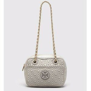 BNWT Tory Burch Marion Fleming Quilted Leather Camera Bag Mercury GREY AUTHENTIC